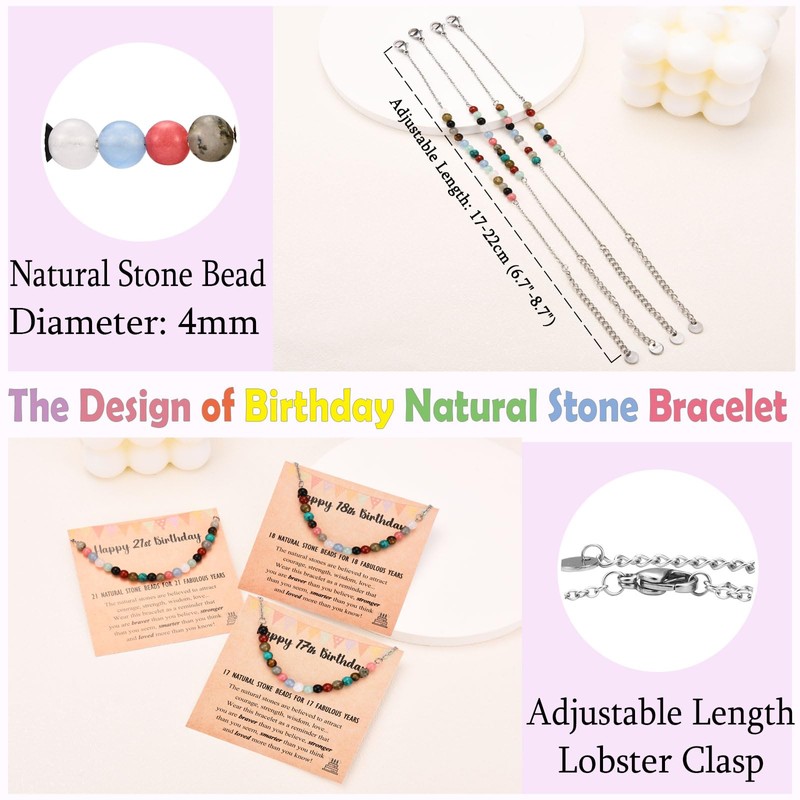 EYQV 18th Birthday Gifts for Girls, Beaded Birthday Bracelet Sweet