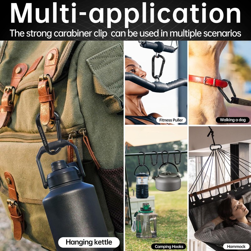 DELSWIN Heavy Duty Carabiner Clip 900lbs, 3 Inch Steel Carabiners