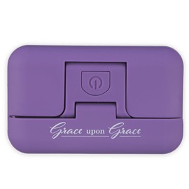 Christian Art Gifts Adjustable LED Book Light w/Magentic Clip & Inspirational Scripture: Grace Upon Grace - John 1:16 for Reading, Crafts, Sewing, Travel, Adjustable Bright, Dim, Pulse/Strobe, Purple