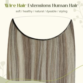 fshine wire hair extensions 12inch 70g human hair extensions fish line hair extensions highlight hair color 8 ash brown to 60 platinum blonde extensions invisible hair secret line extensions