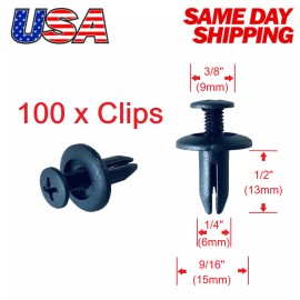 AMK 100 x Fender Liner Screw Push Trim Retainer Bumper Clip 90467-06017 for Toyota