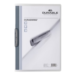 Durable HUNKE & Yoke Clamp DURASWING clip file, Polypropylene, 0.45 mm, 30 Sheets, Transparent graphite