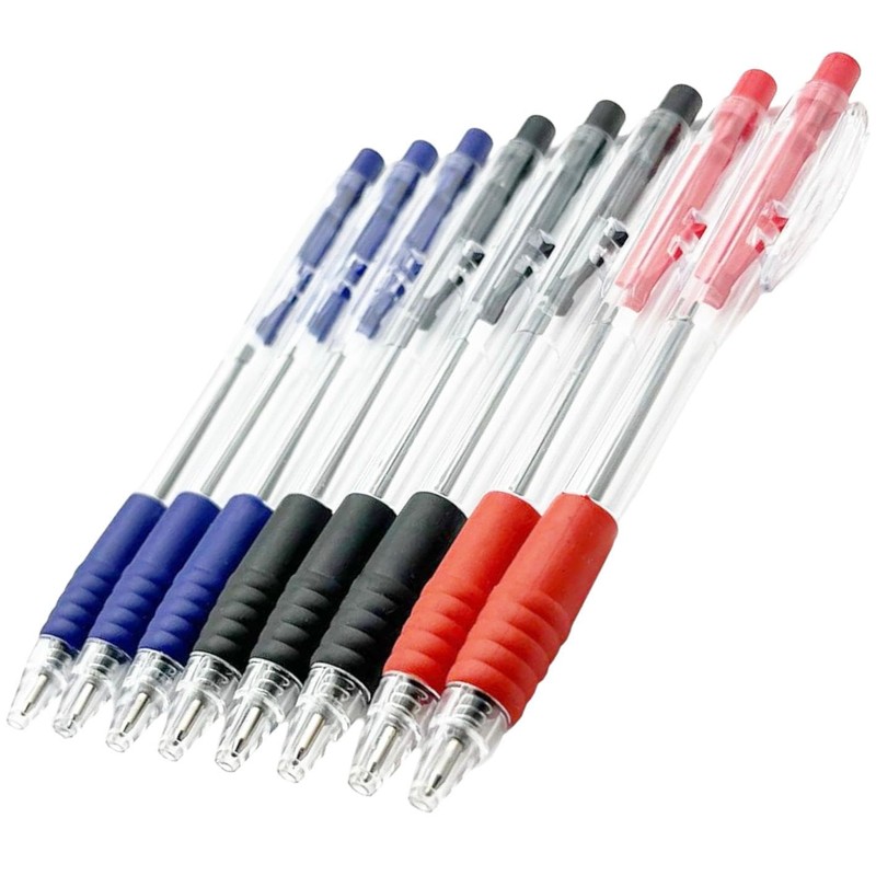 PaulStore 8 Ballpoint Pens Set Soft Non-Slip Grip Medium Ball