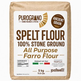 Polselli 100% Stone Ground Spelt (Farro) Flour – 5kg / 11 lb – Ancient Whole Grain, High Protein, All-Purpose for Bread, Pizza, Pasta & Pastries – Imported from Italy