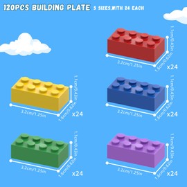 120 piezas de ladrillos básicos de construcción de 2 x 4 pulgadas, juego creativo de bloques de juguete, accesorios de juguete de construcción de 4 colores, juego de juguetes creativos con ladrillos