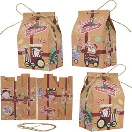 KanDery 30PCS Christmas Kraft Paper Gift Boxes, House Shape Christmas Paper Candy Boxes, Xmas Party Favour Boxes, Creative Paper Treat Boxes for Christmas Party Decorations