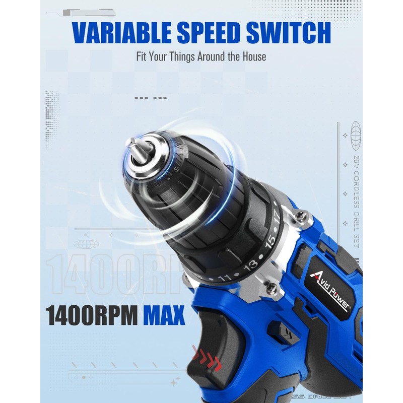 AVID POWER 20V MAX Power Drill Kit, Cordless Drill Set