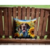 Caroline's Treasures in Sunflowers Throw Pillow, 14Hx14W, German Shorthaired Pointer