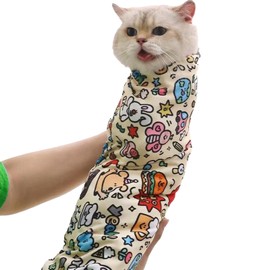 hurifeng Cat Grooming Wrap – Self-Adhesive Anti-Scratch Swaddle Restraint Bag for Stress-Free Nail Clipping, Medication, and Multifunctional Cat Care (Under 14lbs,27.56 * 27.56IN)