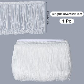 CABODYALS 9.14 m 150mm Weißes Fransenband Quastenbesatz Einfarbig Dekorative Polyester Stoffbänder Zum Nähen Herstellen von Hochzeiten Zuhause Party Dekoration Lateinamerikanische Kleider DIY Bastelbe
