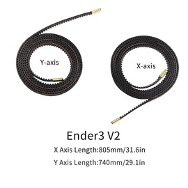 Toaiot 3D Printer Accessories GT-2 Open Rubber Timing Belt Width 6mm X Axis 805mm/31.69 inch Y Axis 740mm/29.13 inch Non-Slip Version Strap with Pressed Copper Buckles for Ender 3 V2