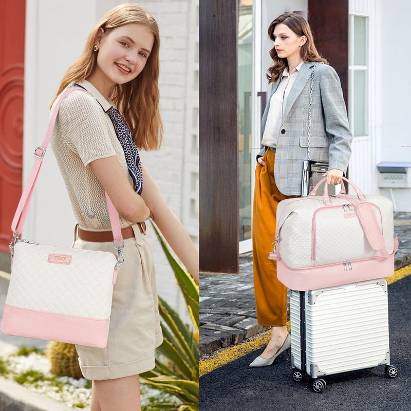 Travel Weekender Bag for Women, Overnight Bag with Shoe Compartment