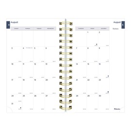 Blueline® Essential Academic Daily/Monthly Planner, August 2025 to July 2026, Twin-Wire Binding, Poly Cover, 8" x 5", Blossom Design, Navy (CA214PG.02-26)