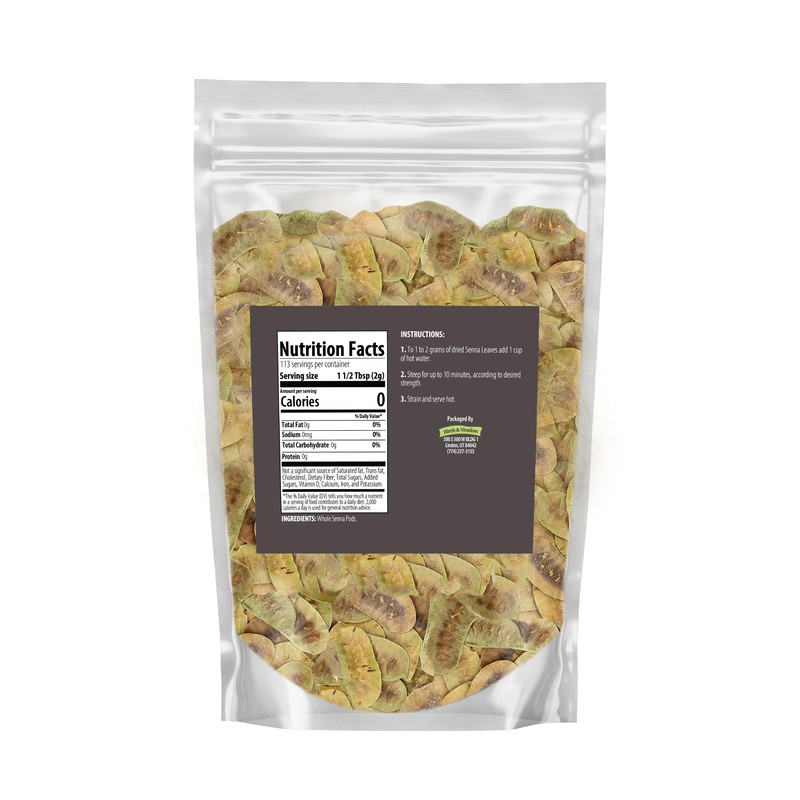 BIRCH & MEADOW 8oz of Senna Pods Whole, Herbal Tea,