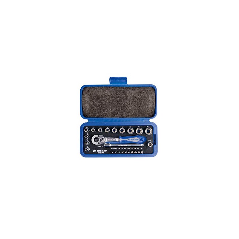 KING TONY 2525MRE Ratchet and Socket Set, 1/4-inch