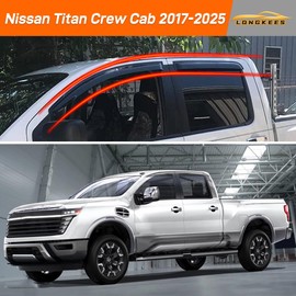 in-Channel Window Visors Rain Guards FIT Nissan Titan 2017-2025 Crew Cab (2017-2025) – 4-Piece in-Channel Dark-Smoke Polycarbonate Vent Deflectors