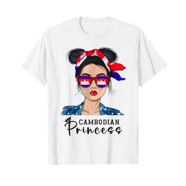 Cambodian Flag Souvenirs Woman Uniform Princess Hat Cambodia T-Shirt