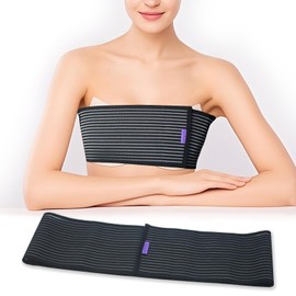 Post Surgery Breast Implant Stabilizer and Compression Band, Breast Augmentation and Reduction Strap, Chest Belt, Sports Bra Support Strap Bandage (Black)