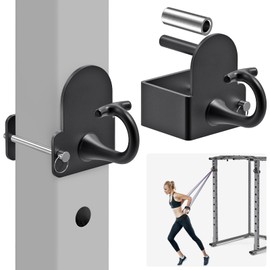 Kipika Heavy Duty Resistance Band Anchors - Fits 3"x3" Power Rack with 5/8" or 1" Holes, Rubber-Padded Steel Hooks for Home Gym, Strength Training, and Physical Therapy, 2 Pack