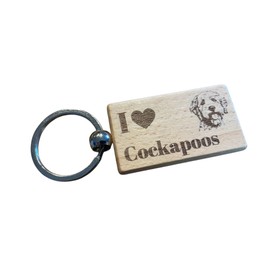 Ashton and Finch Cockapoos Keyring Gift – Wooden Laser Engraved Dog Key Ring Keychain