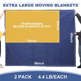 Peryiter 2 Pack 96'' x 80'' Extra Large Moving Blankets 4.4 lb Heavy Duty Moving Pads and Packing Blankets Thick Quilted Shipping Furniture Pads for Furniture Artwork Floor, Royal Blue