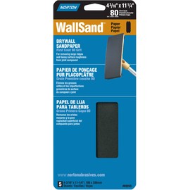 Norton 03253 Wallsand 80D Grit Die-Cut Drywall Screen Sanding Sheet, 4-3/16-Inch Wide x 11-Inch Long, 5-Pack