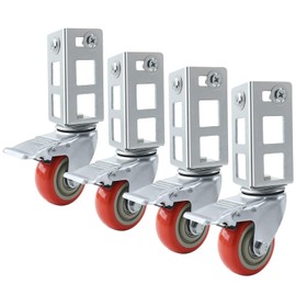 4PCS Storage Rack Caster Wheels,3" Heavy Duty Locking Caster Wheels Warehouse Shelf & Storage Racks Accessories,Fit for Boltless Self Locking Shelving Racks,500LB Capacity(Red)