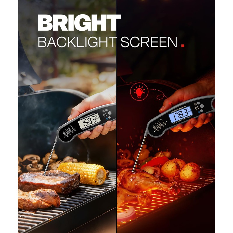Digital Meat Thermometer, Instant Read Food Thermometer for Cooking, Grey
