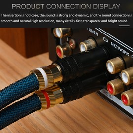 Viborg A10 RCA Cable, Stereo Audio Cable [24K Gold Plated Connectors | Copper Core Silver Plated] 2RCA Male to Dual RCA Male [Left/Right] Supports (Amplifiers, AV Receivers, Hi-Fi) (3.3FT/1M)