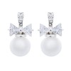 Clip On Earrings - Silver Plated With A Crystal Bow