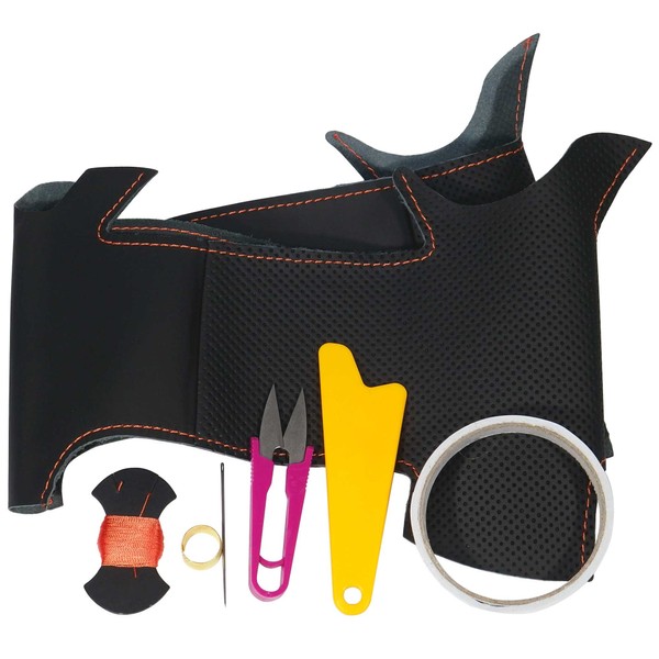 TricoloreExchange EX DIY Steering Wheel Cover Replacement Kit, Genuine Leather,