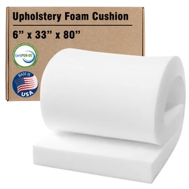RaceCityFoam Upholstery Foam Cushion 6" H x 33" W x 80" L (Semi Firm) 36ILD Upholstery Foam High Density CertiPUR-US Certified, Made in USA