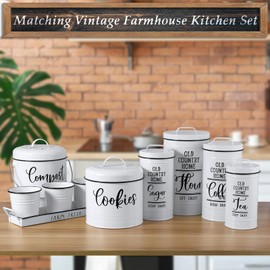 DAYYET Farmhouse Cookie Jar for Kitchen Counter, 1 Gallon Vintage Cookie Jar with Airtight Lid, Large Food Storage Container for Candy, Cookies, Dessert, Rustic Kitchen Decor and Accessories