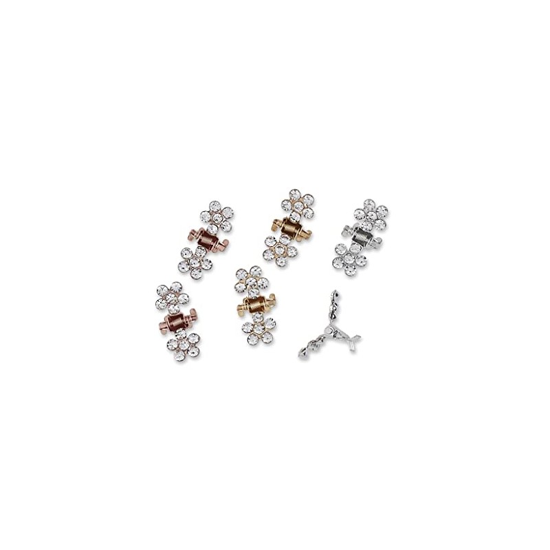Scunci Micro Mini Metal Rhinestone Jaw Clips, Assorted, 6 Count