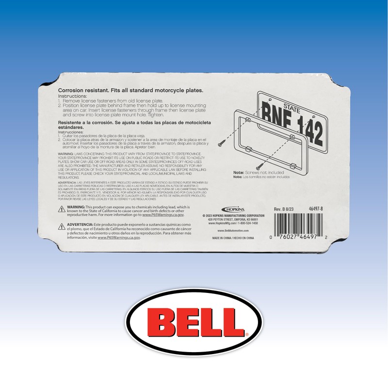 Bell Automotive 22-1-46497-8 Universal Motorcycle Chain License Plate Frame
