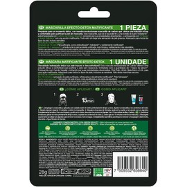 Garnier Skin Naturals Face Mascarilla facial en tela para piel grasa con carbon hidrabomb garnier, 1pza Carbon