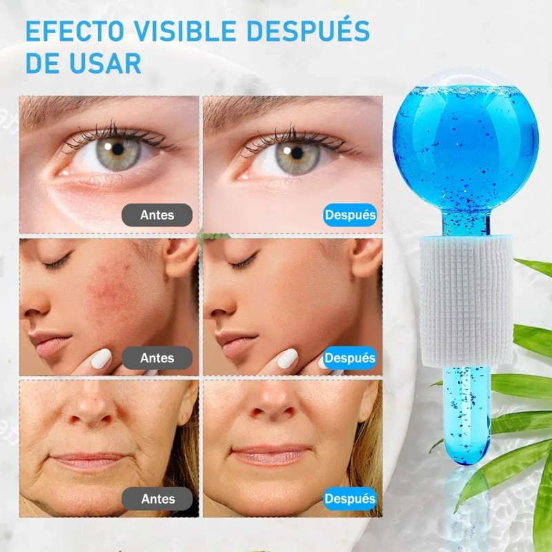 Masaje Facial Con Bola De Hielo Y Tratamiento Para Ojos