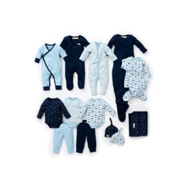 MONICA + ANDY Soft Start Box, Organic Cotton Baby Clothes Set, Super Soft 13-Piece Newborn & Infant Shower Gift, Size 0-3 Months, Bodysuits, Gowns, Pants, Hats, Blanket & One-Pieces for Boys & Girls