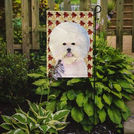 Caroline's Treasures SS4330GF Bichon Frise Fall Leaves Portrait Garden Flag Mailbox Flag Decorative Yard Flag Banner Outside Patio Artwork Yard Flower Beds, Garden Size, Multicolor