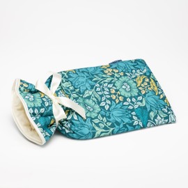 Blue Badge Co 1.5 Litre Hot Water Bottle with Padded Cotton Cover in William Morris Mallow Teal, Rubber Bottle Included