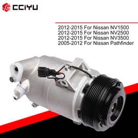 cciyu Air Conditioner Compressor for 2012 2013 2014 2015 N-issan NV1500 NV2500 NV3500 2005-2012 for Nissan Pathfinder 4.0L Replaces AC Compressor for Car 10347890 10362241 1010865