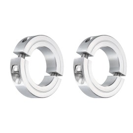 sourcing map 2Pcs Double Split Clamp-On Shaft Collar for 1-1/4" Shaft, Two-Piece Clamping Collar 2-1/16" OD, 1/2" Thickness, Aluminum Alloy Set Screw Split Collar Clamp