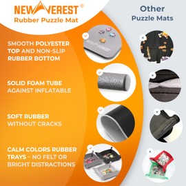 The Original Newverest Jigsaw Puzzle Mat Roll Up, Silver, 46” x 26” Portable Keeper Up to 1500 Pieces with Non-Slip Rubber Bottom & Smooth Top + 3 Puzzle Sorting Trays & Travel-Friendly Storage Bag