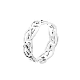 Windalf Irish Celtic Ring Silver Ring TUATHA 6 mm Partner Ring with Continuous Pattern Friendship Ring Women's Ring 925 Sterling Silver, Fabric