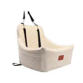 WOOAIDAGG Dog Car Seat for Medium Sized Dog,Pet Travel Car Bed with Seat Belt Channle,Fully Detachable and Washable Car Dog Seat with Adjustable Straps,3 Straps Easy to Install (Beige)
