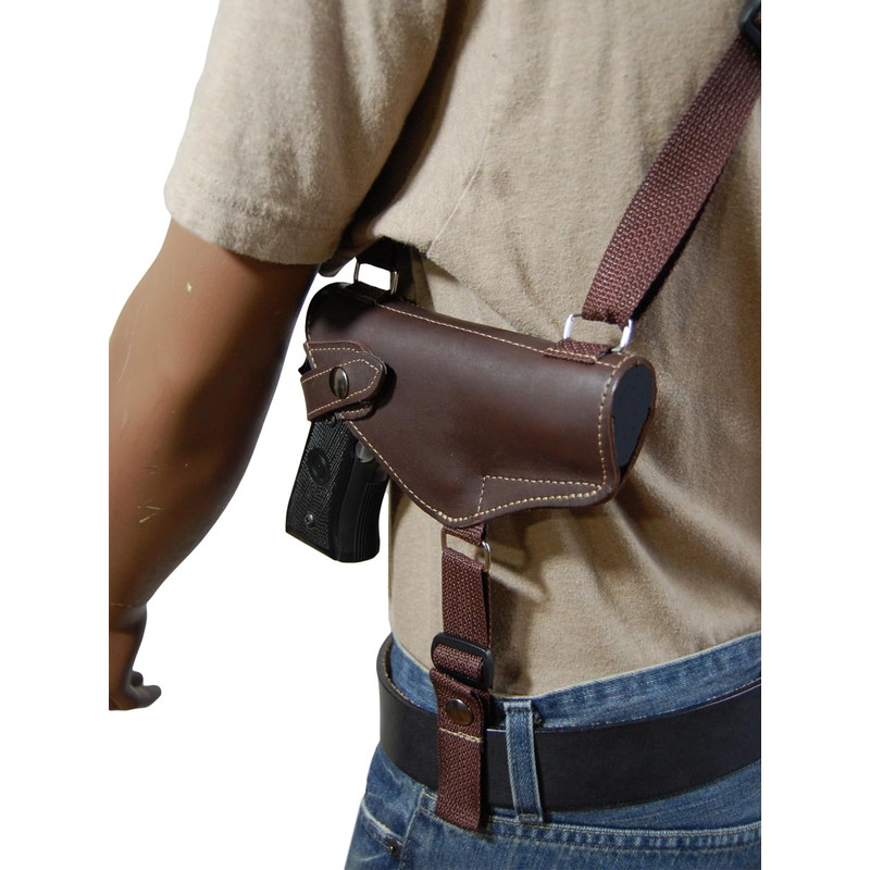 Barsony Horizontal Brown Leather Shoulder Holster for Walther PPQ PPX