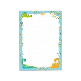 Writing Paper Set Letter Pad with Envelope for Children Dinosaur Dino for Girls and Boys (A5 Pad with 25 Sheets + 15 Envelopes)