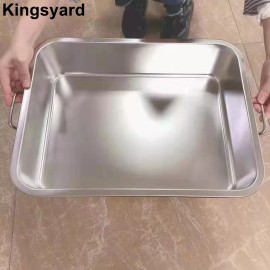 Kingsyard Large Cat Litter Box Stainless Steel High Sided Cat Litter Pan Indoor