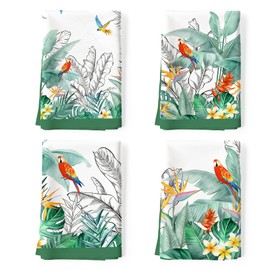 Arquiel Tropical Tree Leaf Tea Towels, 100% Cotton Kitchen Towel Set 20×27.5inch, Multi-Purpose Quick Dry Dish Towels Dishcloths Hand Towels Bar Towels(Set of 4)