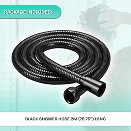 Renimove Black Shower Hose 2m Reinforced Stainless Steel Superior Flexibility Anti-Twist Universal Wear-Resistant 2m Black Shower Hose